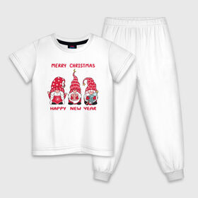 Детская пижама хлопок с принтом Новогодние гномы в Кировске, 100% хлопок |  брюки и футболка прямого кроя, без карманов, на брюках мягкая резинка на поясе и по низу штанин
 | Тематика изображения на принте: 