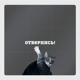 Магнитный плакат 3Х3 с принтом Отвернись! в Кировске, Полимерный материал с магнитным слоем | 9 деталей размером 9*9 см | cat | кот | смущение