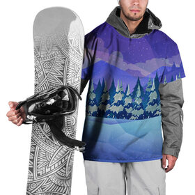 Накидка на куртку 3D с принтом Зимний лес в Кировске, 100% полиэстер |  | 