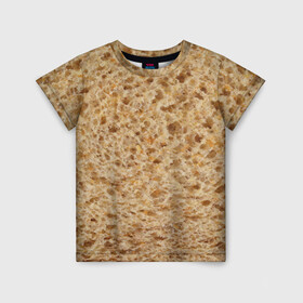 Детская футболка 3D с принтом Хлеб в Кировске, 100% гипоаллергенный полиэфир | прямой крой, круглый вырез горловины, длина до линии бедер, чуть спущенное плечо, ткань немного тянется | Тематика изображения на принте: 2020 | 2021 | еда | лаваш | плед | подарок | приколы | текстура | футболка | хлеб