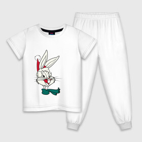 Детская пижама хлопок с принтом Bugs Bunny в Кировске, 100% хлопок |  брюки и футболка прямого кроя, без карманов, на брюках мягкая резинка на поясе и по низу штанин
 | looney tunes | warner bros | багз банни | безумные мелодии | веселые мелодии | ворнер | луни тюнз | луни тюнс | мультяшки | новый год