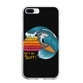 Чехол для iPhone 7Plus/8 Plus матовый с принтом Baby Shark Lets Surf в Кировске, Силикон | Область печати: задняя сторона чехла, без боковых панелей | Тематика изображения на принте: 