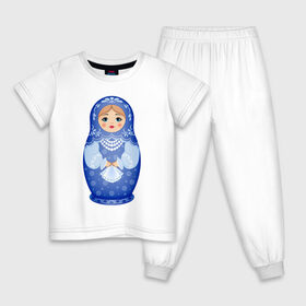 Детская пижама хлопок с принтом Матрешка Снегурка Гжель в Кировске, 100% хлопок |  брюки и футболка прямого кроя, без карманов, на брюках мягкая резинка на поясе и по низу штанин
 | Тематика изображения на принте: 
