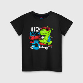 Детская футболка хлопок с принтом Dino hipster в Кировске, 100% хлопок | круглый вырез горловины, полуприлегающий силуэт, длина до линии бедер | cool | dinisaur | dude | hype | muzzle | skateboard | динозавр | круто | очки | скейтборд | хайп | чувак