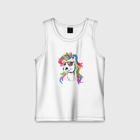 Детская майка хлопок с принтом Unicorn hipster в Кировске,  |  | Тематика изображения на принте: color | cool | eyes | fashion | hipster | horn | hype | mane | muzzle | unicorn | глаза | грива | единорог | круто | мода | очки | рог | хайп | хипстер | цвет