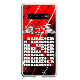 Чехол для Samsung Galaxy S10 с принтом RAMMSTEIN в Кировске, Силикон | Область печати: задняя сторона чехла, без боковых панелей | Тематика изображения на принте: du hast | mein herz | rammstein | rammstein sonne. | группа rammstein | ду хаст | песня рамштайн | рамштайн | тилль линдеманн