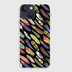 Чехол для iPhone 13 mini с принтом Feathers 2022 в Кировске,  |  | color | cool | fashion | feather | hipster | круто | мода | перо | хипстер | цвет