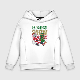 Детское худи Oversize хлопок с принтом Snow Snow Snow в Кировске, френч-терри — 70% хлопок, 30% полиэстер. Мягкий теплый начес внутри —100% хлопок | боковые карманы, эластичные манжеты и нижняя кромка, капюшон на магнитной кнопке | tom and jerry | vdkimel | warner bros | том и джерри