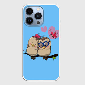Чехол для iPhone 13 Pro с принтом Влюблённые пташки в Кировске,  |  | влюблённые птички. | воробушки | любовь | птицы | сердечки