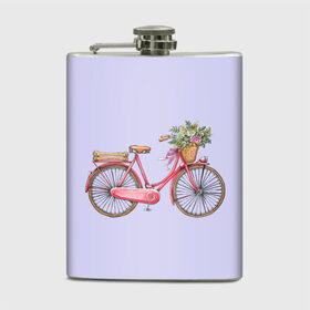 Фляга с принтом Bicycle в Кировске, металлический корпус | емкость 0,22 л, размер 125 х 94 мм. Виниловая наклейка запечатывается полностью | букет | велосипед | лето | цветы