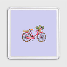 Магнит 55*55 с принтом Bicycle в Кировске, Пластик | Размер: 65*65 мм; Размер печати: 55*55 мм | Тематика изображения на принте: букет | велосипед | лето | цветы