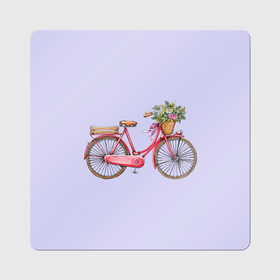 Магнит виниловый Квадрат с принтом Bicycle в Кировске, полимерный материал с магнитным слоем | размер 9*9 см, закругленные углы | букет | велосипед | лето | цветы
