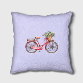 Подушка 3D с принтом Bicycle в Кировске, наволочка – 100% полиэстер, наполнитель – холлофайбер (легкий наполнитель, не вызывает аллергию). | состоит из подушки и наволочки. Наволочка на молнии, легко снимается для стирки | букет | велосипед | лето | цветы