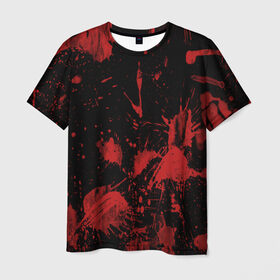Мужская футболка 3D с принтом Пятна кровавой краски в Кировске, 100% полиэфир | прямой крой, круглый вырез горловины, длина до линии бедер | 