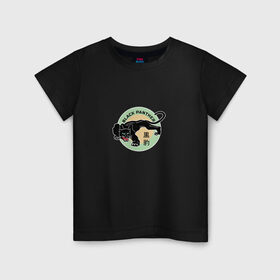 Детская футболка хлопок с принтом Черная пантера в Кировске, 100% хлопок | круглый вырез горловины, полуприлегающий силуэт, длина до линии бедер | 