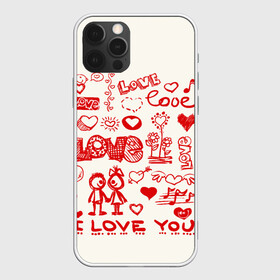 Чехол для iPhone 12 Pro с принтом Детская любовь, в Кировске, силикон | область печати: задняя сторона чехла, без боковых панелей | дети | детские рисунки | любовь | сердечки | я тебя люблю.