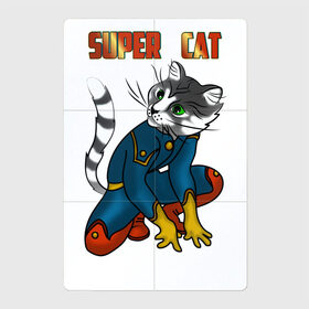Магнитный плакат 2Х3 с принтом Супер Кот в Кировске, Полимерный материал с магнитным слоем | 6 деталей размером 9*9 см | Тематика изображения на принте: кот | коты. cat | кошка. котик. котенок