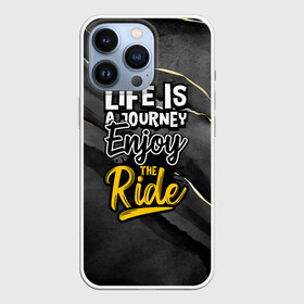 Чехол для iPhone 13 Pro с принтом Жизнь   это путешествие в Кировске,  |  | Тематика изображения на принте: жизнь | надпись | путешествие | путь | черная