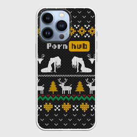 Чехол для iPhone 13 Pro с принтом Pornhub свитер с оленями в Кировске,  |  | 2021 | knit | knitted | merch | new year | sweater | ugly sweater | вязанный | вязяный | зимний | лого | логотип | мерч | новый год | олени | рождественский | рождественский свитер | рождес