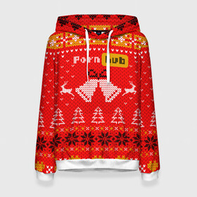 Женская толстовка 3D с принтом Pornhub рождественский свитер в Кировске, 100% полиэстер  | двухслойный капюшон со шнурком для регулировки, мягкие манжеты на рукавах и по низу толстовки, спереди карман-кенгуру с мягким внутренним слоем. | 2021 | christmas | knit | knitted | merch | new year | sweater | ugly sweater | вязанный | вязяный | зимний | лого | логотип | мерч | новый год | олени | рождественский | рождество