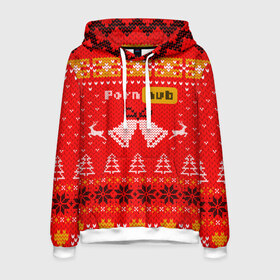 Мужская толстовка 3D с принтом Pornhub рождественский свитер в Кировске, 100% полиэстер | двухслойный капюшон со шнурком для регулировки, мягкие манжеты на рукавах и по низу толстовки, спереди карман-кенгуру с мягким внутренним слоем. | 2021 | christmas | knit | knitted | merch | new year | sweater | ugly sweater | вязанный | вязяный | зимний | лого | логотип | мерч | новый год | олени | рождественский | рождество