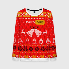 Мужской свитшот 3D с принтом Pornhub рождественский свитер в Кировске, 100% полиэстер с мягким внутренним слоем | круглый вырез горловины, мягкая резинка на манжетах и поясе, свободная посадка по фигуре | 2021 | christmas | knit | knitted | merch | new year | sweater | ugly sweater | вязанный | вязяный | зимний | лого | логотип | мерч | новый год | олени | рождественский | рождество