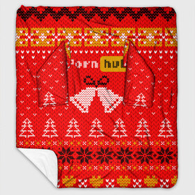Плед с рукавами с принтом Pornhub рождественский свитер в Кировске, 100% полиэстер | Закругленные углы, все края обработаны. Ткань не мнется и не растягивается. Размер 170*145 | Тематика изображения на принте: 2021 | christmas | knit | knitted | merch | new year | sweater | ugly sweater | вязанный | вязяный | зимний | лого | логотип | мерч | новый год | олени | рождественский | рождество