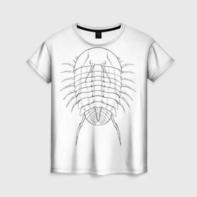 Женская футболка 3D с принтом трилобит агрессивный в Кировске, 100% полиэфир ( синтетическое хлопкоподобное полотно) | прямой крой, круглый вырез горловины, длина до линии бедер | агрессия | доисторические животные | жуткие животные | насекомые | палеонтология | трилобиты