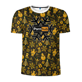 Мужская футболка 3D спортивная с принтом Pornhub(Новый год) в Кировске, 100% полиэстер с улучшенными характеристиками | приталенный силуэт, круглая горловина, широкие плечи, сужается к линии бедра | рождественскую коллекцию