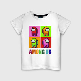 Детская футболка хлопок с принтом Among us rainbow в Кировске, 100% хлопок | круглый вырез горловины, полуприлегающий силуэт, длина до линии бедер | Тематика изображения на принте: among | us | амонг ас | нас | среди