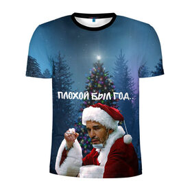 Мужская футболка 3D спортивная с принтом Плохой Санта в плохой год в Кировске, 100% полиэстер с улучшенными характеристиками | приталенный силуэт, круглая горловина, широкие плечи, сужается к линии бедра | 