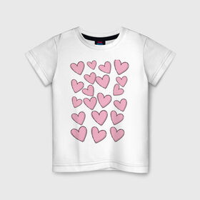 Детская футболка хлопок с принтом Маленькие сердца в Кировске, 100% хлопок | круглый вырез горловины, полуприлегающий силуэт, длина до линии бедер | любовь | милость | простота | розовый | сердце