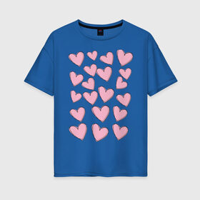 Женская футболка хлопок Oversize с принтом Маленькие сердца в Кировске, 100% хлопок | свободный крой, круглый ворот, спущенный рукав, длина до линии бедер
 | любовь | милость | простота | розовый | сердце