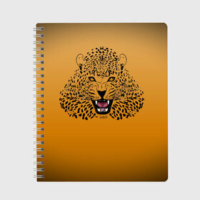 Тетрадь с принтом Леопард в Кировске, 100% бумага | 48 листов, плотность листов — 60 г/м2, плотность картонной обложки — 250 г/м2. Листы скреплены сбоку удобной пружинной спиралью. Уголки страниц и обложки скругленные. Цвет линий — светло-серый
 | Тематика изображения на принте: big cat | cat | leopard | кот | кошка | леопард