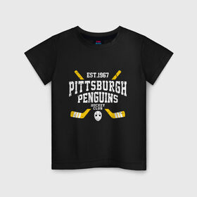 Детская футболка хлопок с принтом Pittsburgh Penguins в Кировске, 100% хлопок | круглый вырез горловины, полуприлегающий силуэт, длина до линии бедер | hockey | nhl | penguins | pittsburg | pittsburgh | pittsburgh penguins | usa | нхл | пингвинз | питтсбург | питтсбург пингвинз | спорт | сша | хоккей | шайба