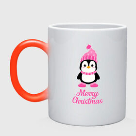 Кружка хамелеон с принтом Пингвин в Кировске, керамика | меняет цвет при нагревании, емкость 330 мл | 2021 | merry christmas | белка | год быка | дед мороз | детская | дух  рождества | дух нового года | енот | животное | лиса | милый пингвин | новогодняя | пенгвин | пингвин | пингвиненок | пингвины | праздник