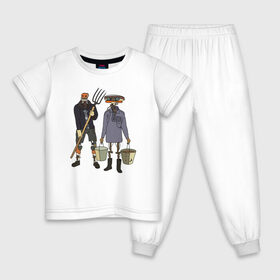 Детская пижама хлопок с принтом Русская кибердеревня в Кировске, 100% хлопок |  брюки и футболка прямого кроя, без карманов, на брюках мягкая резинка на поясе и по низу штанин
 | 