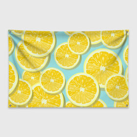 Флаг-баннер с принтом лимончики в Кировске, 100% полиэстер | размер 67 х 109 см, плотность ткани — 95 г/м2; по краям флага есть четыре люверса для крепления | еда | лимон | фрукты | цитрусы