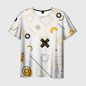 Мужская футболка 3D с принтом узоры в Кировске, 100% полиэфир | прямой крой, круглый вырез горловины, длина до линии бедер | крестик | круг | полоски | разноцветные | стрелки | точка | узоры
