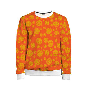 Детский свитшот 3D с принтом Helloween Pumpkin - Хеллоуин в Кировске, 100% полиэстер | свободная посадка, прямой крой, мягкая тканевая резинка на рукавах и понизу свитшота | helloween | orange | pumpkin | оранжевый | тыквы | хеллоуин