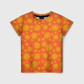 Детская футболка 3D с принтом Helloween Pumpkin - Хеллоуин в Кировске, 100% гипоаллергенный полиэфир | прямой крой, круглый вырез горловины, длина до линии бедер, чуть спущенное плечо, ткань немного тянется | helloween | orange | pumpkin | оранжевый | тыквы | хеллоуин