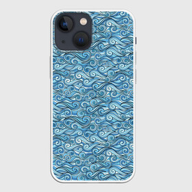 Чехол для iPhone 13 mini с принтом Море волнуется в Кировске,  |  | foam | gradient | ocean | pattern | sea | water | waves | вода | волны | градиент | море | океан | пена | узор