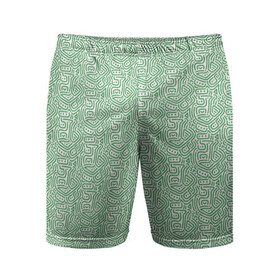 Мужские шорты спортивные с принтом Узор из линий в Кировске,  |  | green | lines | parallel | pattern | point | зеленый | линии | параллель | точка | узор