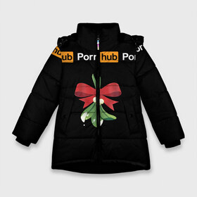 Зимняя куртка для девочек 3D с принтом XXXMAS (PornHub) в Кировске, ткань верха — 100% полиэстер; подклад — 100% полиэстер, утеплитель — 100% полиэстер. | длина ниже бедра, удлиненная спинка, воротник стойка и отстегивающийся капюшон. Есть боковые карманы с листочкой на кнопках, утяжки по низу изделия и внутренний карман на молнии. 

Предусмотрены светоотражающий принт на спинке, радужный светоотражающий элемент на пуллере молнии и на резинке для утяжки. | brazzers | christmas | marry | new | santa | snow | winter | xmas | xxxmas | year | год | дед | мороз | новый | пронохаб | снег