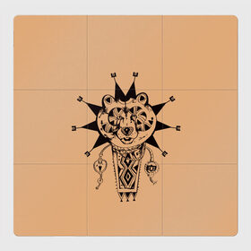 Магнитный плакат 3Х3 с принтом Медведь татем в Кировске, Полимерный материал с магнитным слоем | 9 деталей размером 9*9 см | амулет | знак | медведь | символика | талисман | татем | татуировки. | язычество