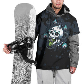 Накидка на куртку 3D с принтом Череп в шоке в Кировске, 100% полиэстер |  | skate | style | дизайнерское | для скейтеров | молния | скейт | скейтерское | скелет | стильное | ток | хипстерское | череп | черепа