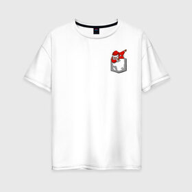 Женская футболка хлопок Oversize с принтом Карманный Санта в Кировске, 100% хлопок | свободный крой, круглый ворот, спущенный рукав, длина до линии бедер
 | 
