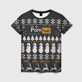 Женская футболка 3D с принтом Christmas PornHub в Кировске, 100% полиэфир ( синтетическое хлопкоподобное полотно) | прямой крой, круглый вырез горловины, длина до линии бедер | 