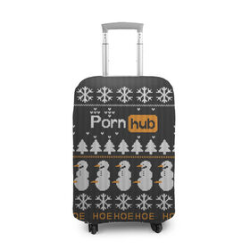 Чехол для чемодана 3D с принтом Christmas PornHub в Кировске, 86% полиэфир, 14% спандекс | двустороннее нанесение принта, прорези для ручек и колес | 