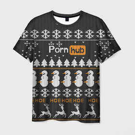 Мужская футболка 3D с принтом Christmas PornHub в Кировске, 100% полиэфир | прямой крой, круглый вырез горловины, длина до линии бедер | 